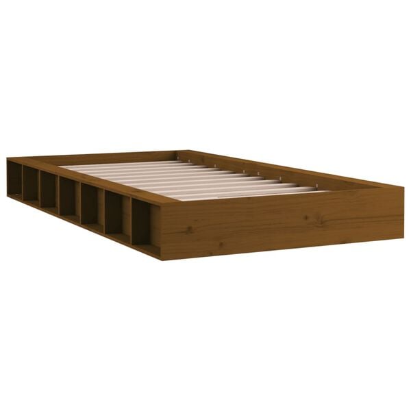 vidaXL Cadre de lit sans matelas marron miel 75x190 cm bois massif