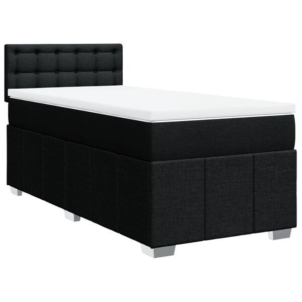 vidaXL Sommier &agrave; lattes de lit avec matelas Noir 100x200 cm Tissu