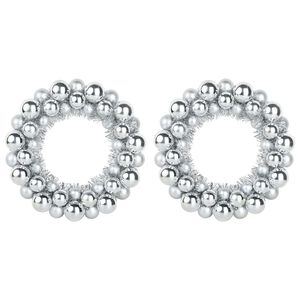 vidaXL Couronnes de Boules de Noël 2 pcs Argent 33 x 33 x 7 cm
