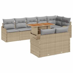 vidaXL Ensemble de canap&eacute; de jardin 9 pcs beige et gris clair
