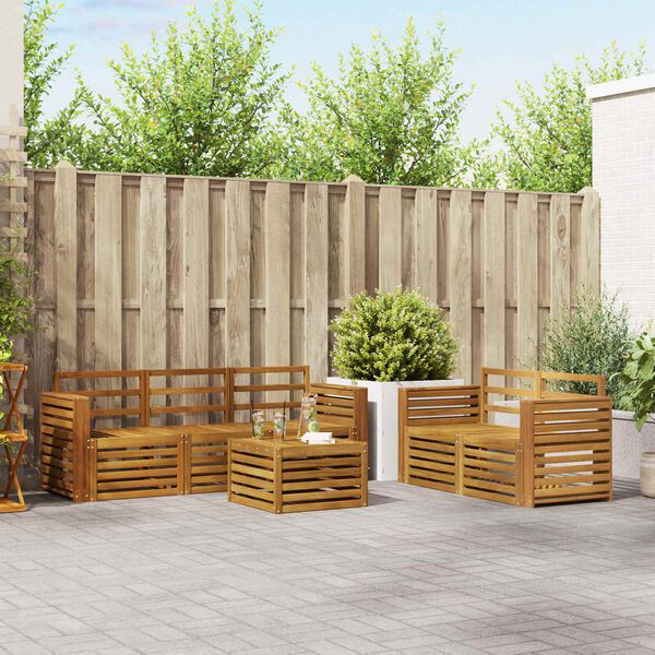 vidaXL Ensembles de canap&eacute;s 6 pcs Naturel Bois d'Acacia Massif