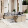 vidaXL Salon de jardin avec coussins 9 pcs beige r&eacute;sine tress&eacute;e
