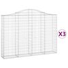 vidaXL Paniers à gabions arqués 3 pcs 200x30x140/160 cm Fer galvanisé