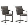 vidaXL Chaises &agrave; manger cantilever lot de 2 gris cuir v&eacute;ritable