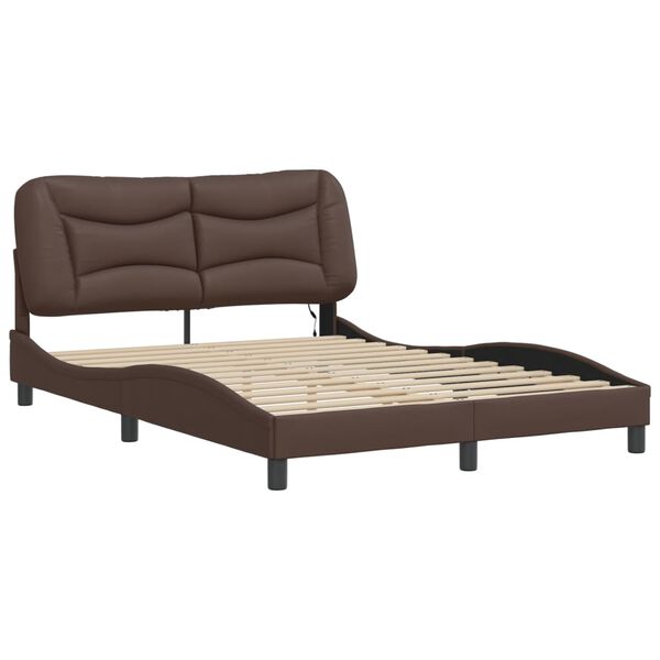 vidaXL Cadre de lit avec LED sans matelas Hvar marron 140x200 cm