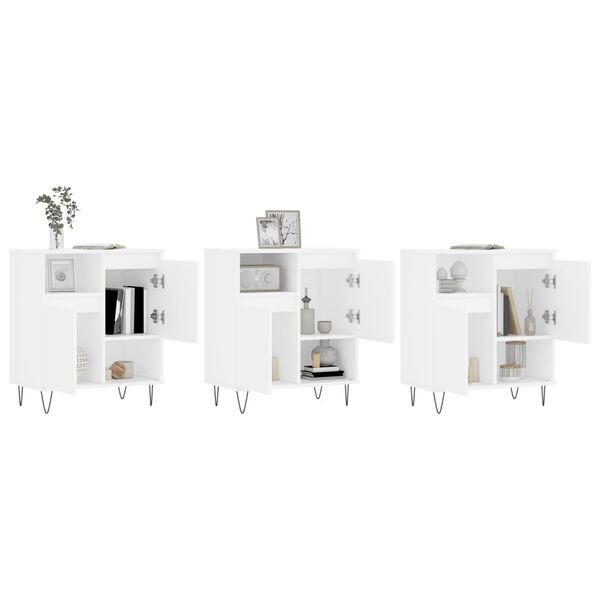 vidaXL Buffets 3 pcs Blanc Bois d'ing&eacute;nierie