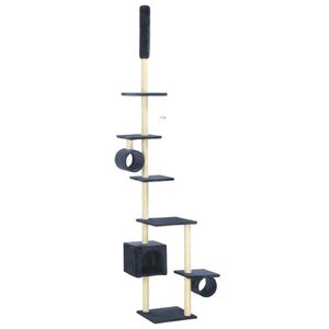 vidaXL Arbre &agrave; chat avec griffoirs en sisal 260 cm Bleu fonc&eacute;