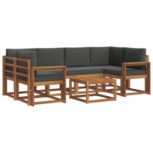 vidaXL Ensemble de canap&eacute;s d'ext&eacute;rieur 7 pcs Naturel et Anthracite