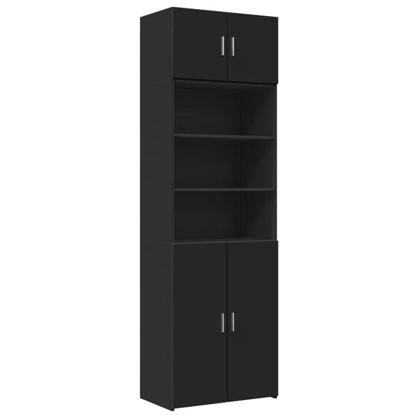 vidaXL Armoire de rangement noir 70x42,5x225 cm bois d'ing&eacute;nierie