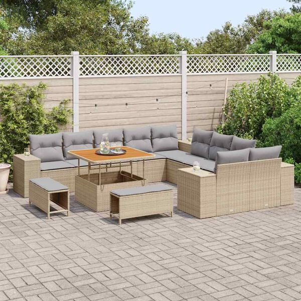 vidaXL Ensemble de canap&eacute; de jardin 13 pcs Beige et Gris clair