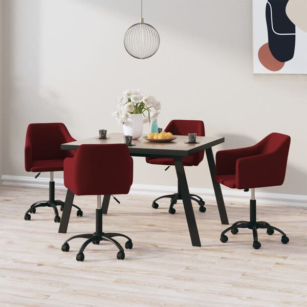 vidaXL Chaises &agrave; manger pivotantes lot de 4 Rouge bordeaux Velours