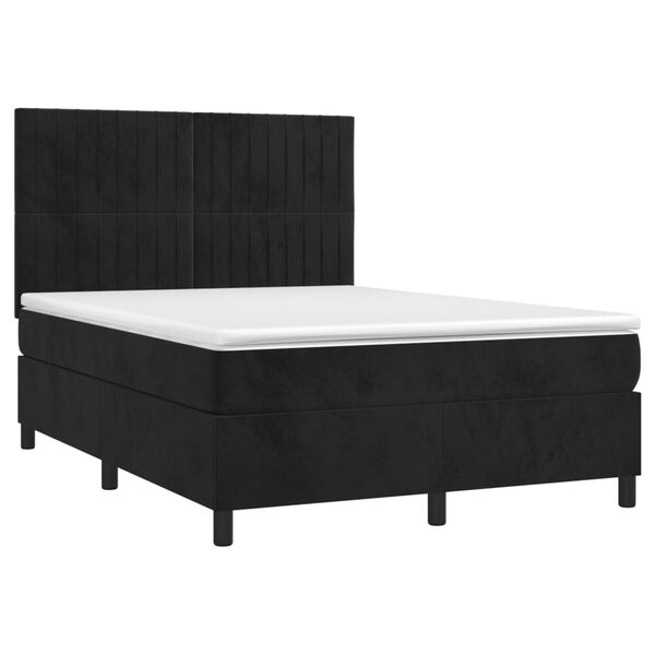 vidaXL Sommier &agrave; lattes de lit matelas et LED Noir 140x200 cm Velours
