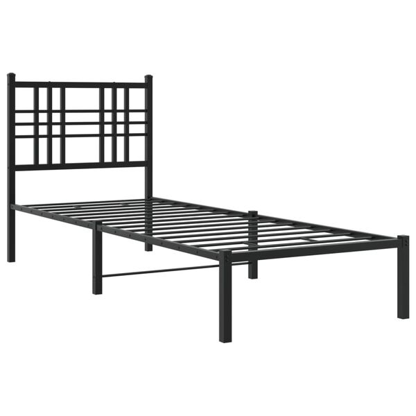 vidaXL Cadre de lit m&eacute;tal sans matelas avec t&ecirc;te de lit noir 75x190 cm