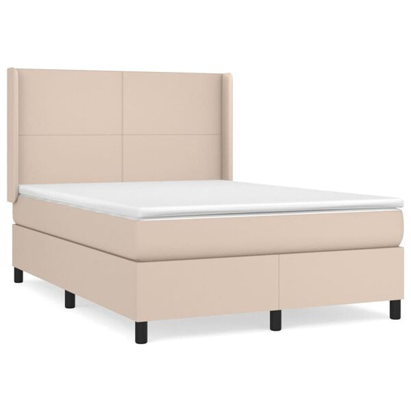 vidaXL Sommier &agrave; lattes de lit avec matelas Cappuccino 140x200 cm