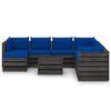 vidaXL Salon de jardin 9 pcs avec coussins Bois impr&eacute;gn&eacute; de gris