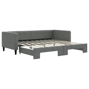 vidaXL Lit de jour avec lit gigogne gris fonc&eacute; 100x190 cm tissu