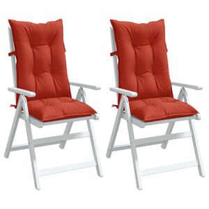 vidaXL Coussins de chaise &agrave; dossier haut lot de 2 rouge m&eacute;lang&eacute; tissu