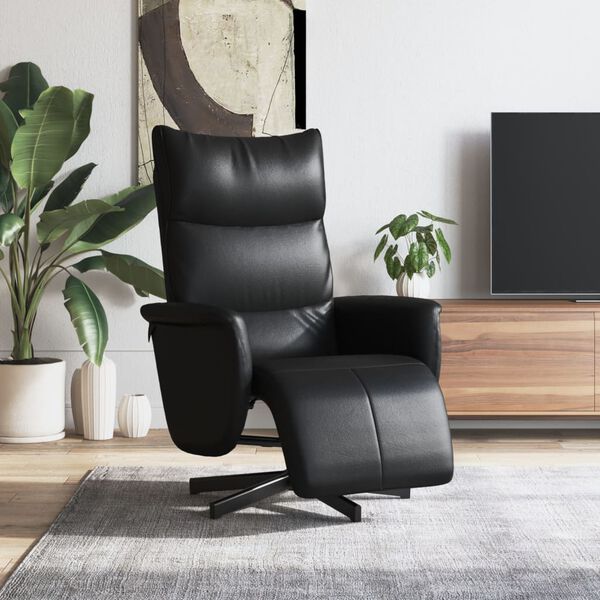 vidaXL Fauteuil inclinable avec repose-pieds noir similicuir