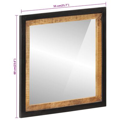 vidaXL Miroir de salle de bain 55x1x60cm verre et bois massif manguier