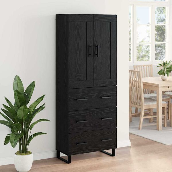 vidaXL Haut Armoire Ch&ecirc;ne noir 69,5 x 34 x 180 cm Bois d'ing&eacute;nierie
