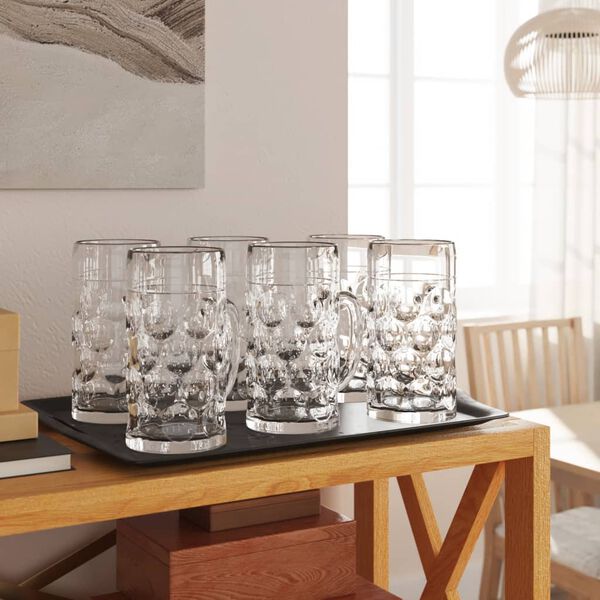 vidaXL Chopes &agrave; bi&egrave;re avec poign&eacute;e en verre 6 pcs 500 ml