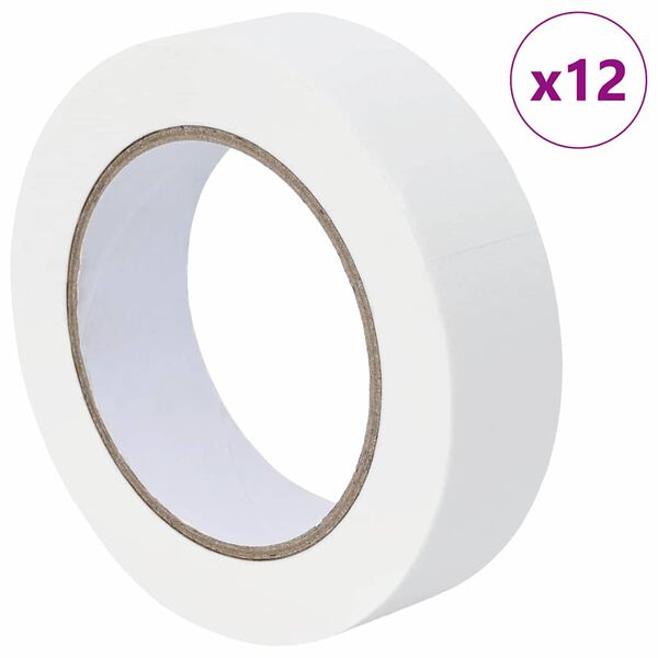 vidaXL Rubans de masquage pour peintre 12 pcs Blanc 30mm x 50m Papier