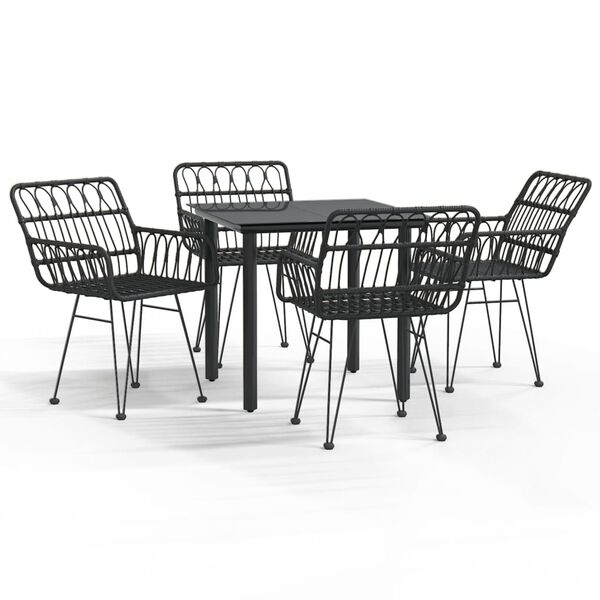 vidaXL Ensemble à manger de jardin 5 pcs Noir Résine tressée