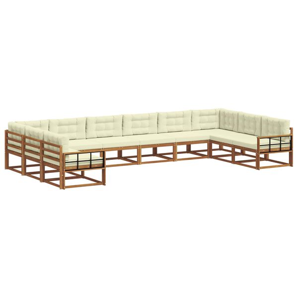 vidaXL Ensemble de canap&eacute;s d'ext&eacute;rieur 10 pcs Naturel et Cr&egrave;me