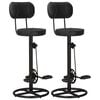 vidaXL Tabourets de bar lot de 2 noir cuir de ch&egrave;vre v&eacute;ritable