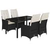 vidaXL Ensemble &agrave; manger de jardin coussins 5pcs Noir R&eacute;sine tress&eacute;e
