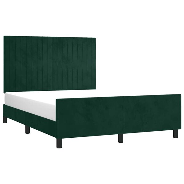 vidaXL Cadre de lit sans matelas vert fonc&eacute; 140x190 cm velours