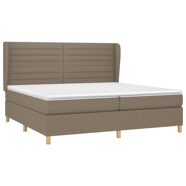 vidaXL Sommier &agrave; lattes de lit avec matelas Taupe 200x200 cm Tissu