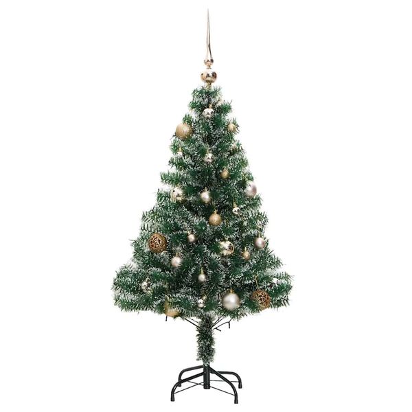 vidaXL Sapin de No&euml;l artificiel 150 LED&boules&neige floqu&eacute;e 150 cm