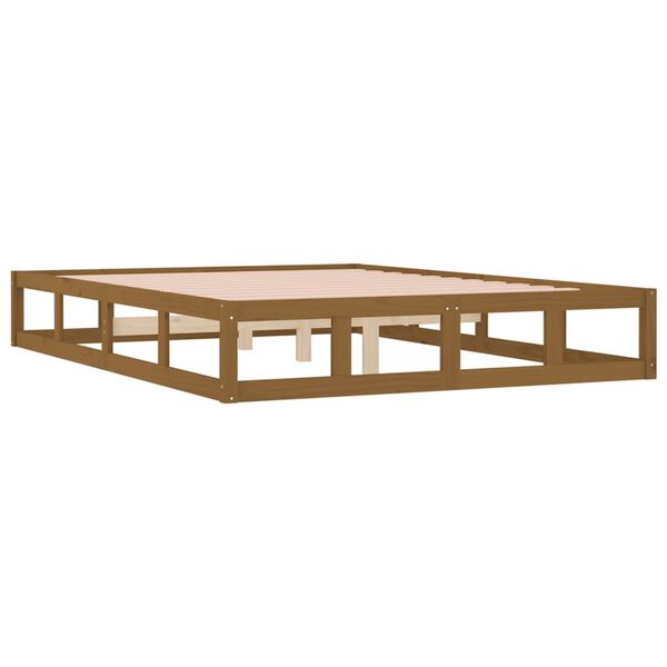 vidaXL Cadre de lit sans matelas marron miel 120x200 cm bois massif