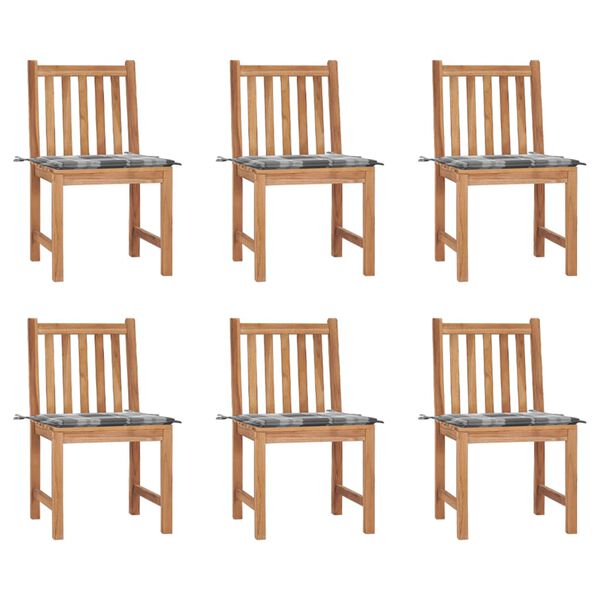 vidaXL Chaises de jardin lot de 6 avec coussins Bois de teck massif