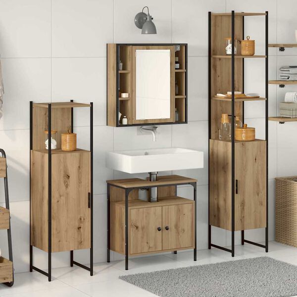 vidaXL Ensemble de mobilier de salle de bain 4 pcs Ch&ecirc;ne artisanal
