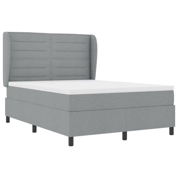 vidaXL Lit &agrave; ressorts avec matelas Gris clair 160 x 200 cm tissu
