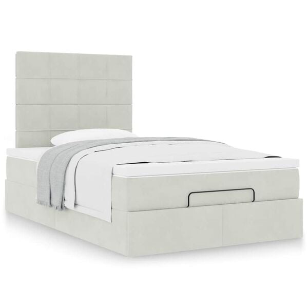 vidaXL Cadre de lit ottoman avec matelas gris clair 120x190 cm velours