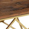 vidaXL Table basse doré acier inoxydable et bois de mélèze massif