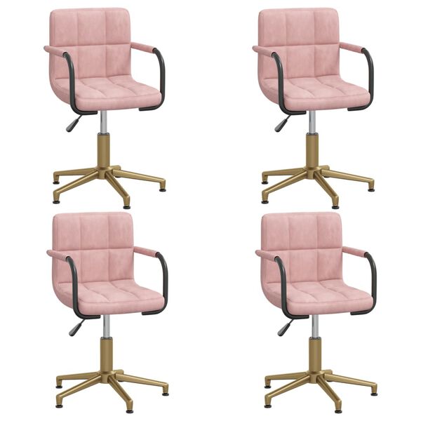 vidaXL Chaises pivotantes &agrave; manger lot de 4 rose velours