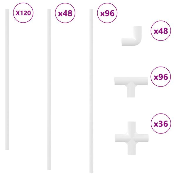 vidaXL Tube PVC 12 pcs Blanc 12,2 x 1,8 x 500 mm PP et PE
