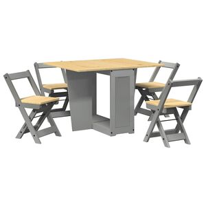 vidaXL Ensemble &agrave; manger papillon 5 pcs Corona pliable gris bois pin