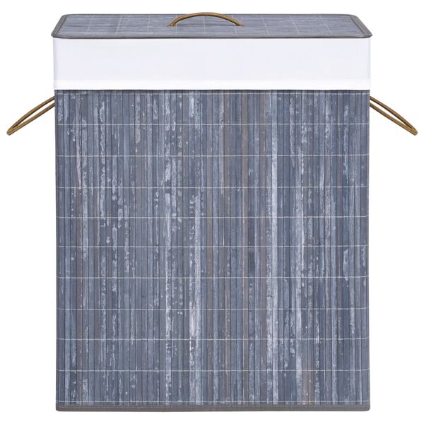 vidaXL Panier à linge avec 2 sections bambou gris 100 L