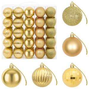 vidaXL Ensemble de boules de No&euml;l 75 pc Dor&eacute; 6 cm Polystyr&egrave;ne