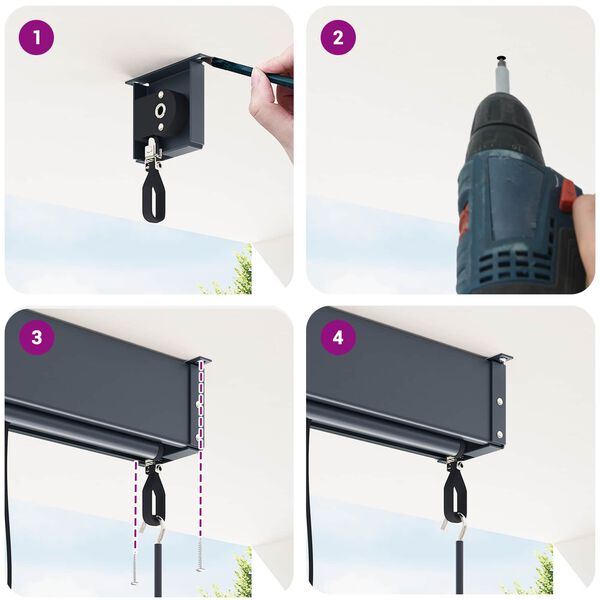 vidaXL Store enrouleur Ray&eacute; Anthracite 200 x 250 cm Tissu et Aluminium