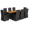 vidaXL Ensemble &agrave; manger de jardin 9pcs coussins noir r&eacute;sine tress&eacute;e