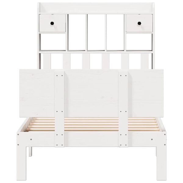 vidaXL Lit biblioth&egrave;que sans matelas blanc 75x190cm bois de pin massif