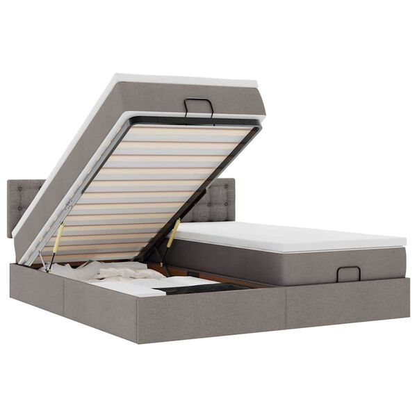 VidaXL Cadre de lit ottoman avec matelas taupe 180x200 cm tissu