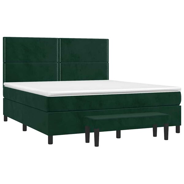 vidaXL Sommier &agrave; lattes de lit et matelas Vert fonc&eacute; 160x200cm Velours