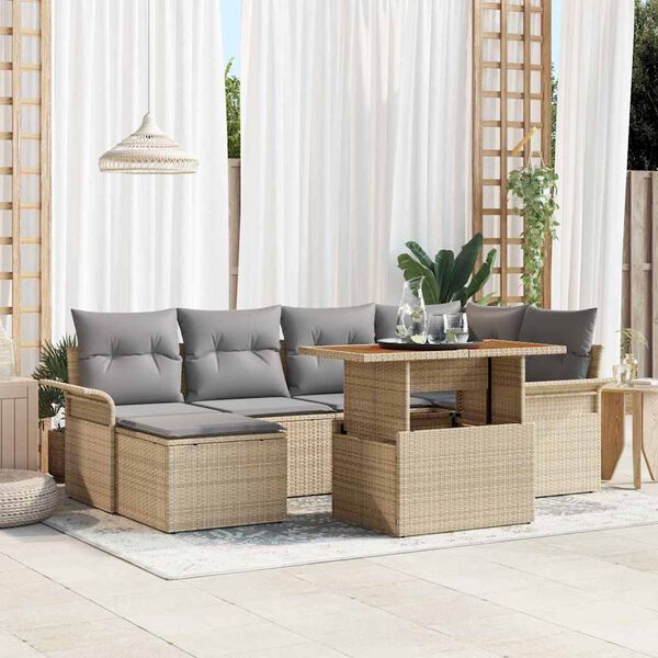 vidaXL Ensemble de canap&eacute; de jardin 7 pcs beige et gris clair